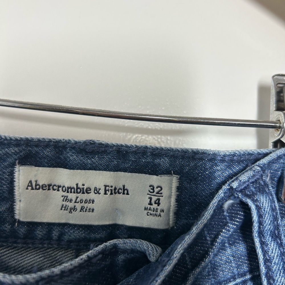 Abercrombie & Fitch The Loose High Rise Relaxed Pinstripe Blue Jeans size 32 - Picture 12 of 15